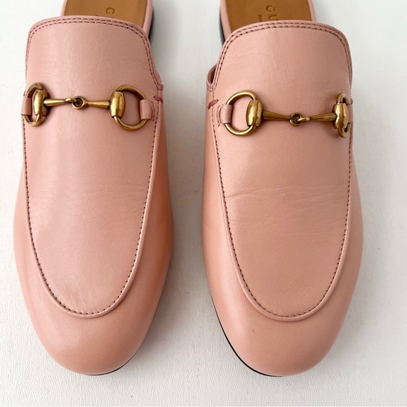 GUCCI | Light Pink Leather Princetown Horsebit Mules Slip On Loafers Flats 36 - Picture 3 of 11